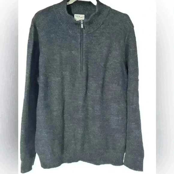 L.L.Bean Men’s Sweater Size L Gray 3/4 zip Cotton - Picture 1 of 7
